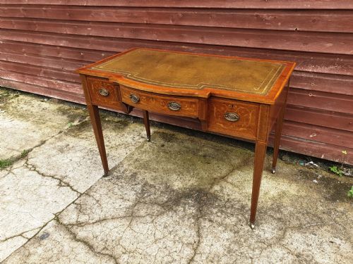 Edwardian Inlaid Mahogany Writing Table. By Maple & Co.