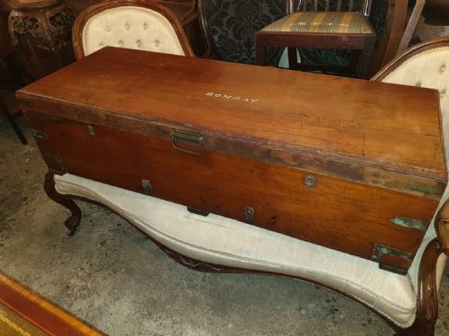 Large Teak Travelling Trunk