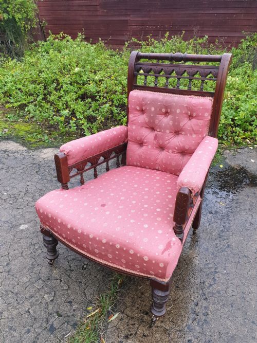 Late Victorian Upholstered Armchair.