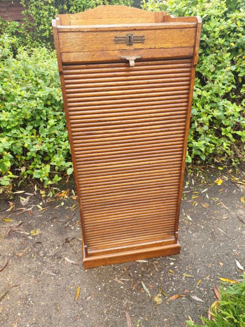 Early 20th Century Oak Tambour Front Cabinet.