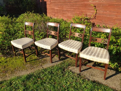 Set of 4 Good Quality Brass Inlaid Regency Mahogany Chairs