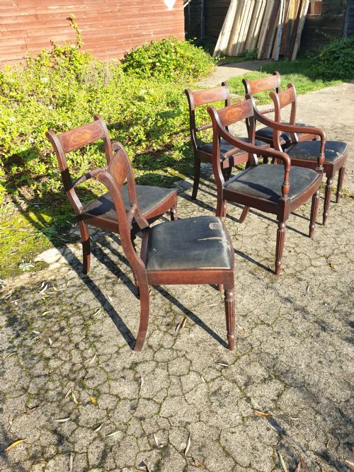 Set of 6 Regency/early Victorian Inlaid Mahogany Dining Chairs