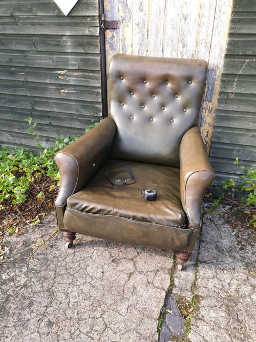 Late Victorian Deep Seat Upholstered Armchair