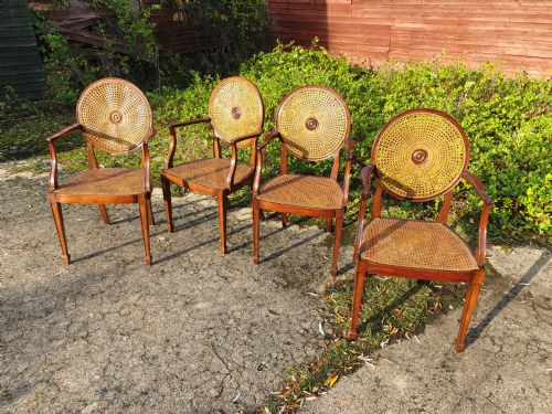 Set of 4 Early 20th Century Mahogany Canes Armchairs