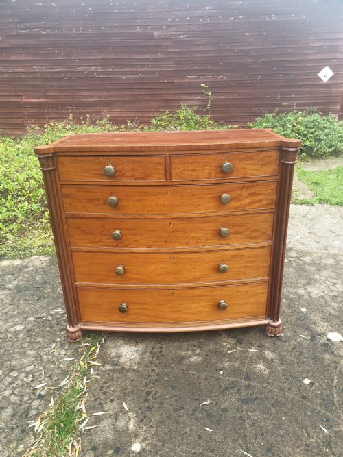 Large Victorian Mahogany Chest with Inlaid Horn Handles.