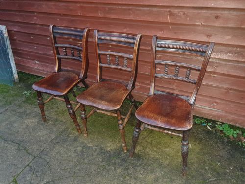 Set of 3 Victorian Windsor Chair with Makers Stamp.