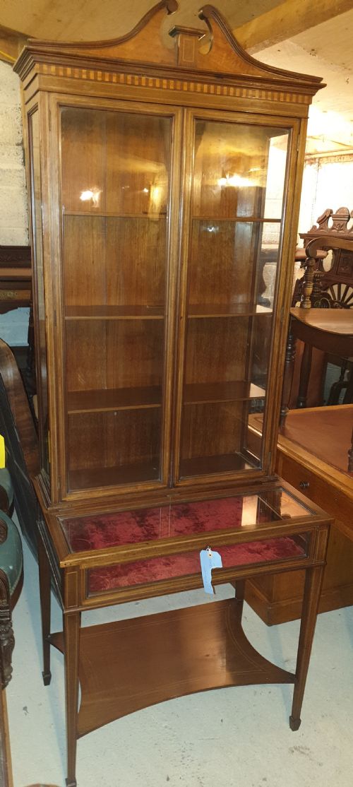 Edwardian Inlaid Mahogany Bijouterie Display Cabinet