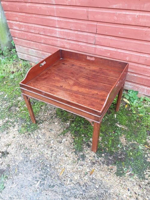 Large Early Victorian Mahogany Butlers Tray on Stand
