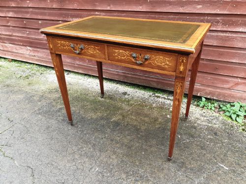 Edwardian Inlaid Mahogany Writing Table.
