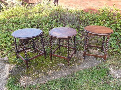 3 1920s Solid Oak Occasional Tables