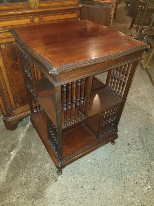Edwardian Mahogany Revolving Bookcase. Registered Number
.