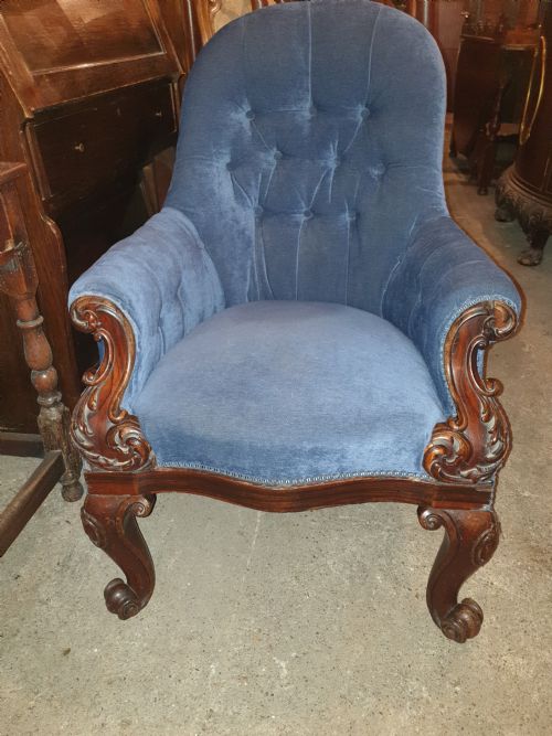 Mid 19th Century Carved Rosewood Library Armchair