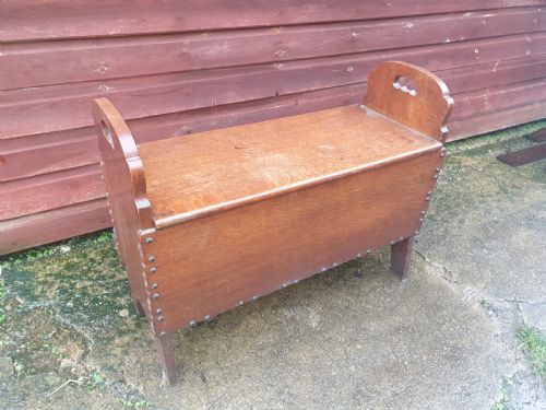 Small Oak Box Seat Hall Bench