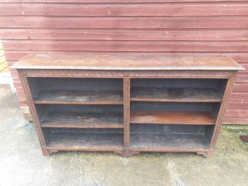 Useful Late Victorian Carved Oak Bookcase