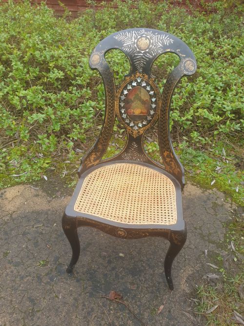 19th Century Decorated Papier Mache  Chair