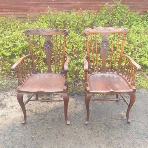 Pair of Windsor Armchairs in the Manner of William Birch.