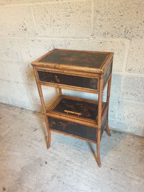 Victorian Bamboo and Lacquered Sewing Table