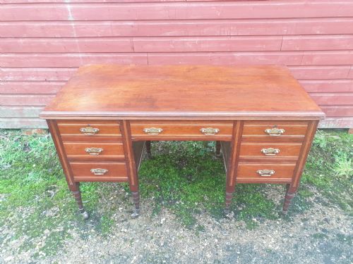 Late Victorian Walnut Kneehole Writing Desk.