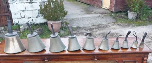 Set of Victorian Hand Bells with Inscription.