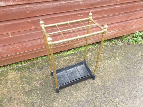 Victorian Brass and Iron Umbrella Stand with Patent Mark.