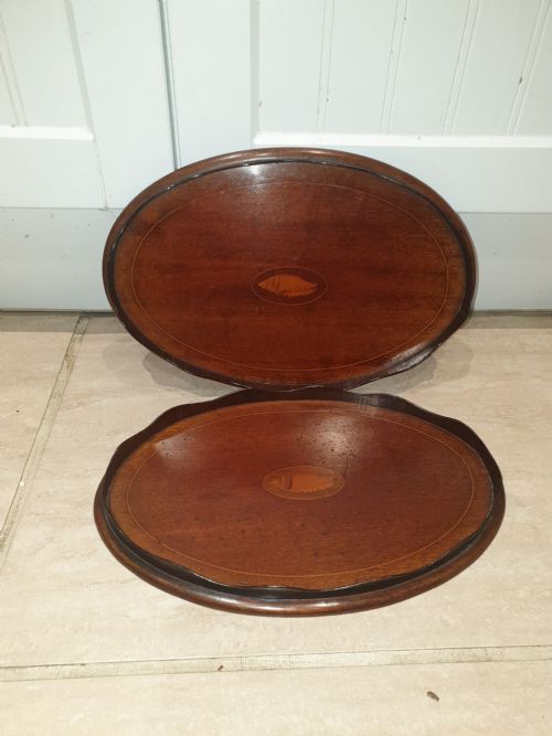 Pair of Edwardian Shell Inlaid Drinks Trays