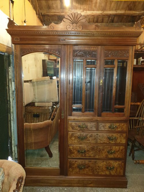 Late Victorian Walnut Double Wardrobe.