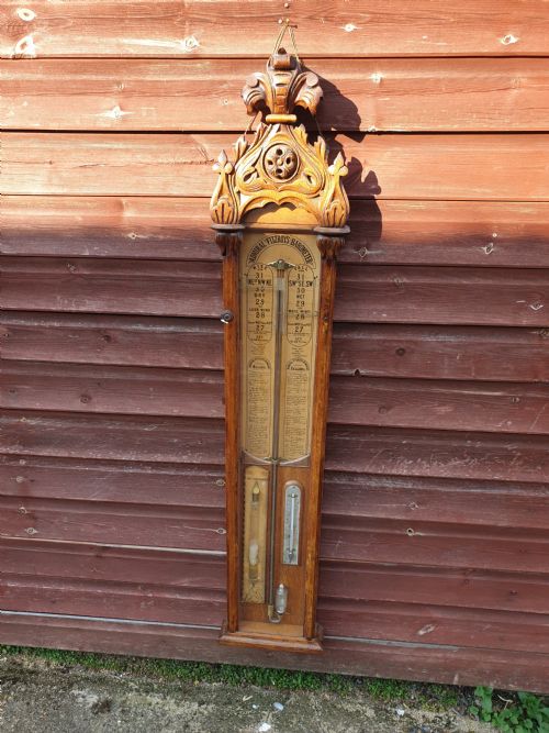 Victorian Admiral Fitzroy's Oak Frame Barometer.