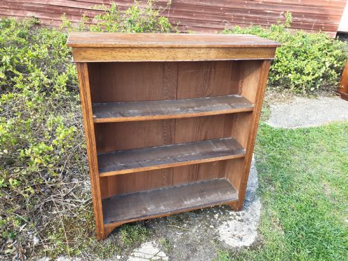 Edwardian Oak Open Bookcase.