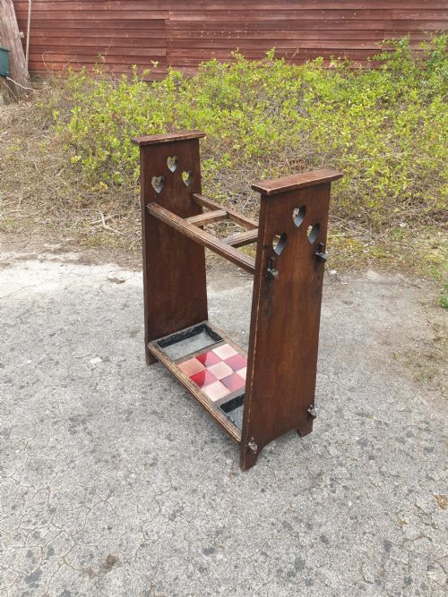 Oak Arts and Crafts Stick Stand in the Manner of Liberty's.