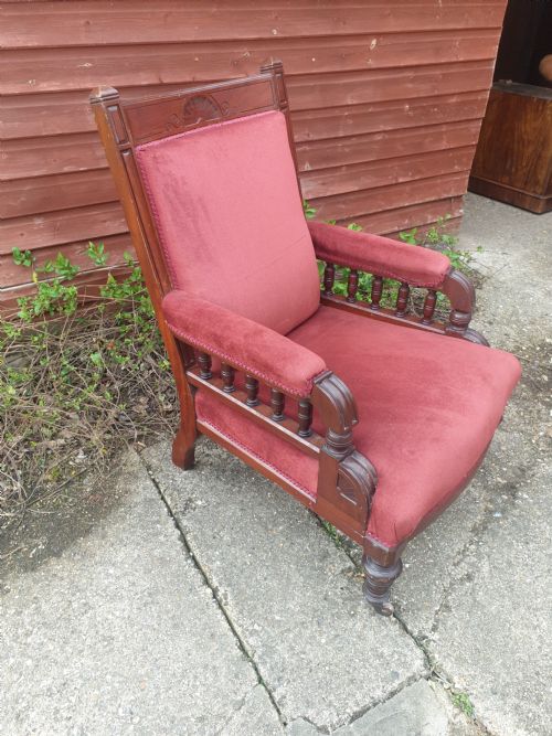 Victorian Mahogany Framed Upholstered Armchair