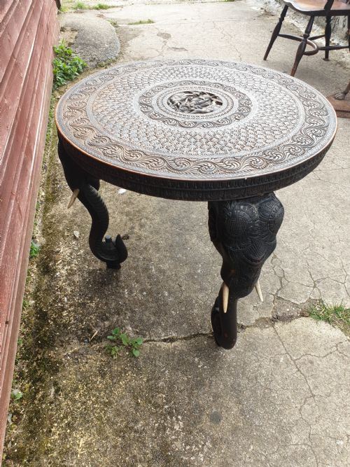Carved Anglo Indian Elephant Table.