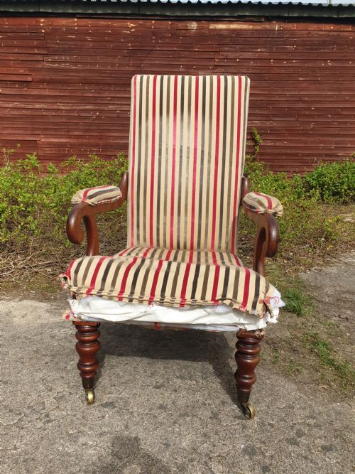 REGENCY MAHOGANY FRAMED UPHOLSTERED ARMCHAIR - ADDITIONAL PHOTO 1