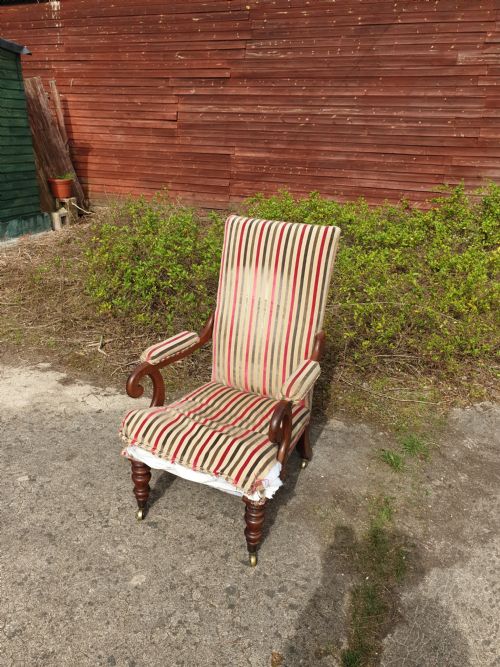 REGENCY MAHOGANY FRAMED UPHOLSTERED ARMCHAIR - ADDITIONAL PHOTO 3