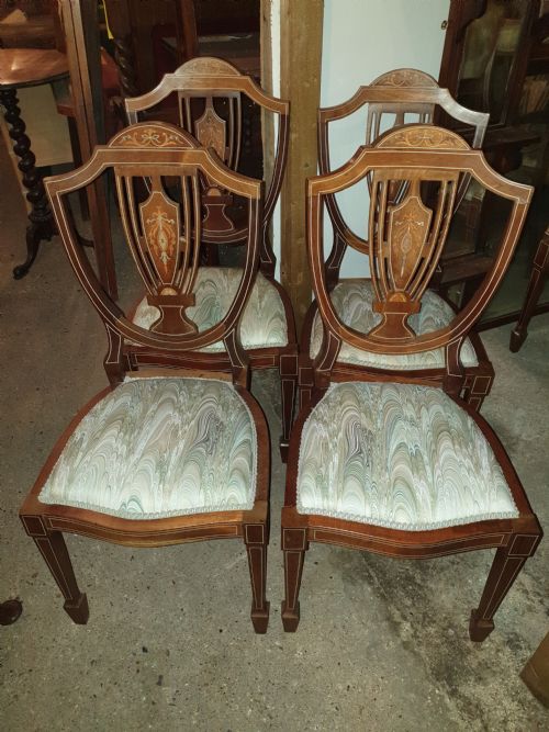 Set of 4 Edwardian Nlaid Mahogany Bedroom  Chairs.