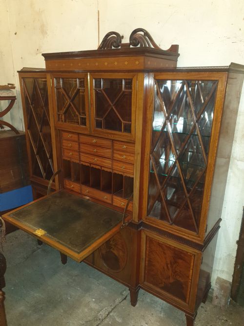 Good Quality Edwardian Inlaid Mahogany Secretaire Cabinet