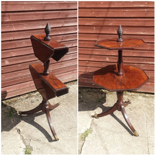 Early 19th Century Mahogany 2 Tier Drop Flap Dumb Waiter.