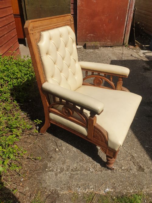 Late,19th Century Upholstered Oak Arts and Crafts Armchair