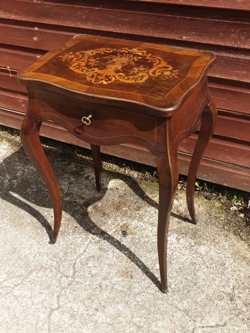 Late 19th Century Inlaid Rosewood Side Table with Lift Up Lid.