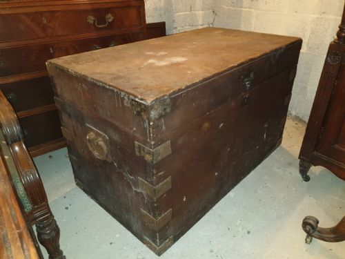 Very Large 19th Century Campaign Travelling Trunk
