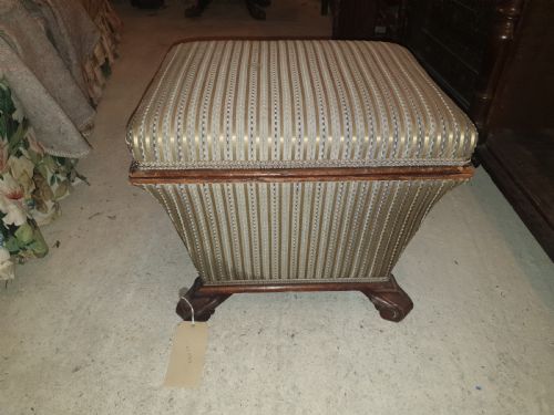Early Victorian Box Seat Ottoman Stool.