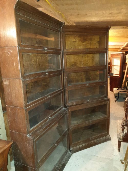 Pair of Oak 6 Tier Globe Wernicke Style Bookcases
