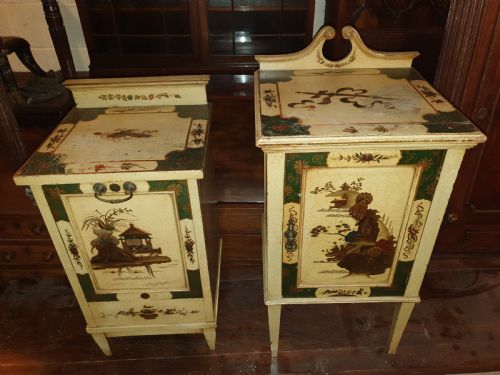 2 Early 20th Century Cream Lacquered Cabinets.