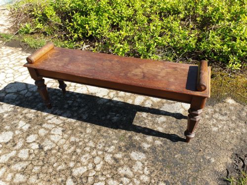 Early Victorian Oak Hall Bench