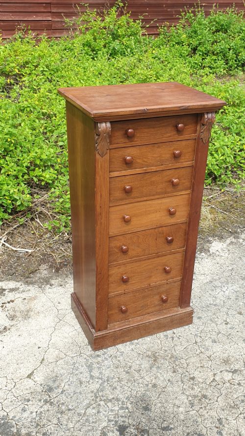 Late Victorian Walnut Wellington Chest.