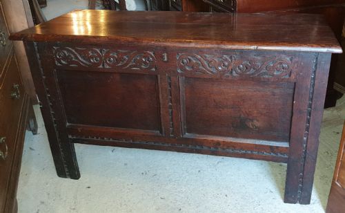 Early 18th Century Panelled Oak Coffer