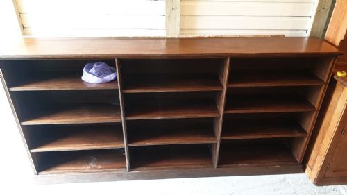 8 Foot Practical Oak Edwardian Open Front Bookcase.