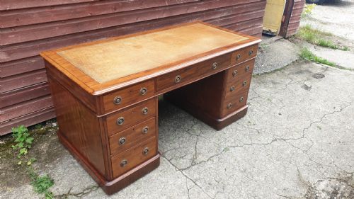 5 Foot 19th Century Mahogany Kneehole Pedestal Desk.