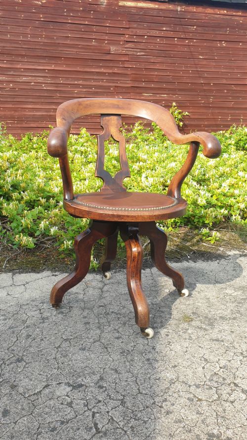 Late Victorian Revolving Desk Armchair.