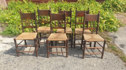 Set of 6 Oak Framed Farmhouse Dining Chairs