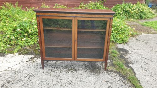Edwardian Inlaid Mahogany Bookcase Cabinet.